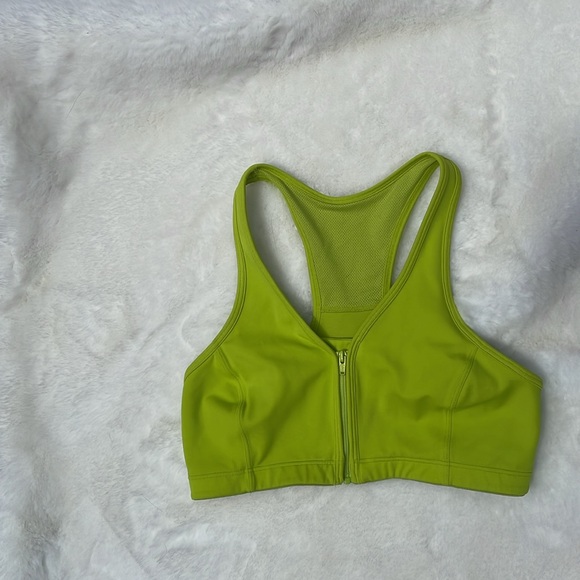 Hanes size medium neon green zip front sports bra - Picture 2 of 7